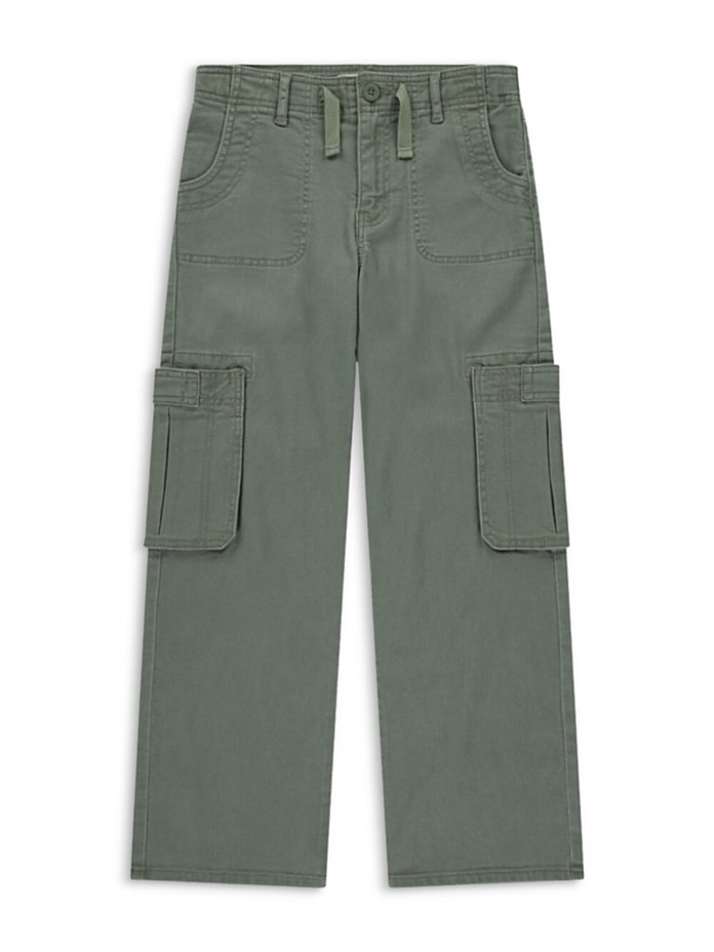 Levi's Girls' Wide Leg Stretch Cargo Pants in Olive Green, size 7,